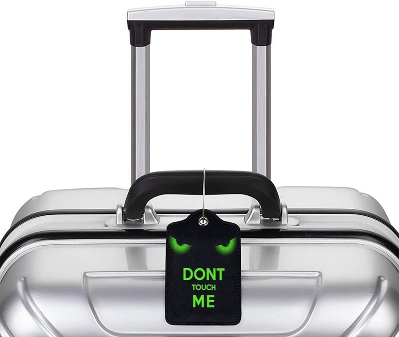 GACCAP 2 Pack Luggage Tags for Suitcase, Privacy Cover ID Label with Stainless Steel and Address Card for Travel Bag Backpack Cruise Ship Essentials Tag Boys Girls Kids - Funny Dont Touch Me - Image 5